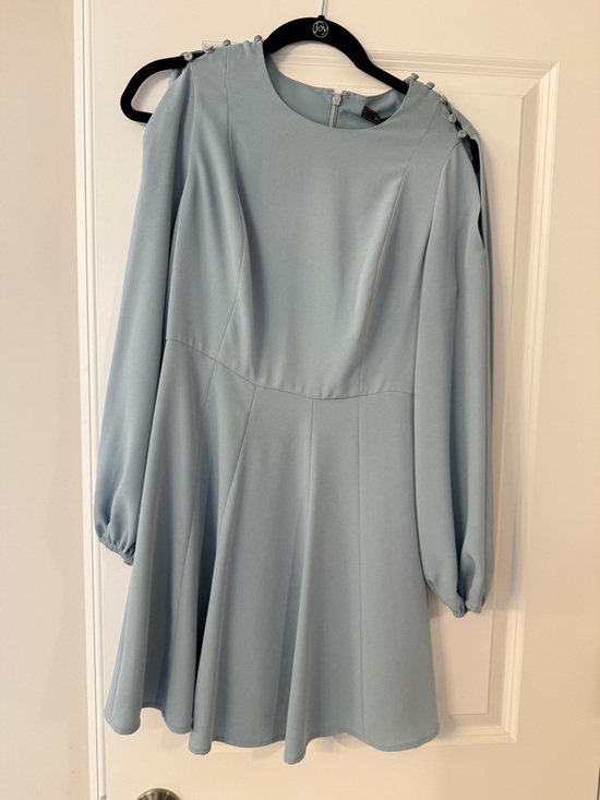 BCBG Dresses & Skirts - BCBG Powder Blue Midi Dress with Button-Shoulder Detail
